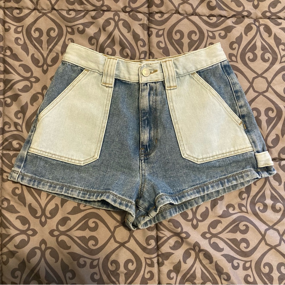 Two-Tone Denim Utility Shorts
